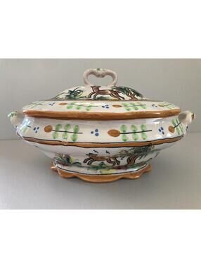 Vintage Made in Spain for Ethan Allen Lidded Bowl Tureen, Deer (12" Length)